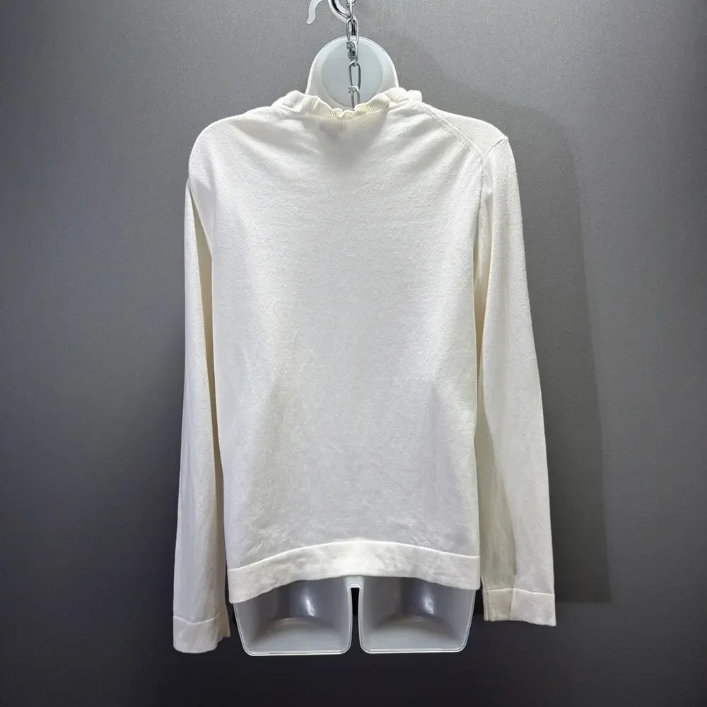 J. Crew Ivory Ruffle Neck Sweater Long Sleeve Top New With Tags Size Large